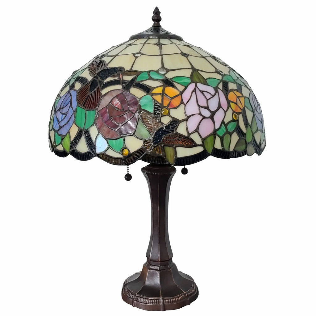 23″ Dark Brown Metal Two Light Candlestick Table Lamp With Brown and Ivory Shade — view 4