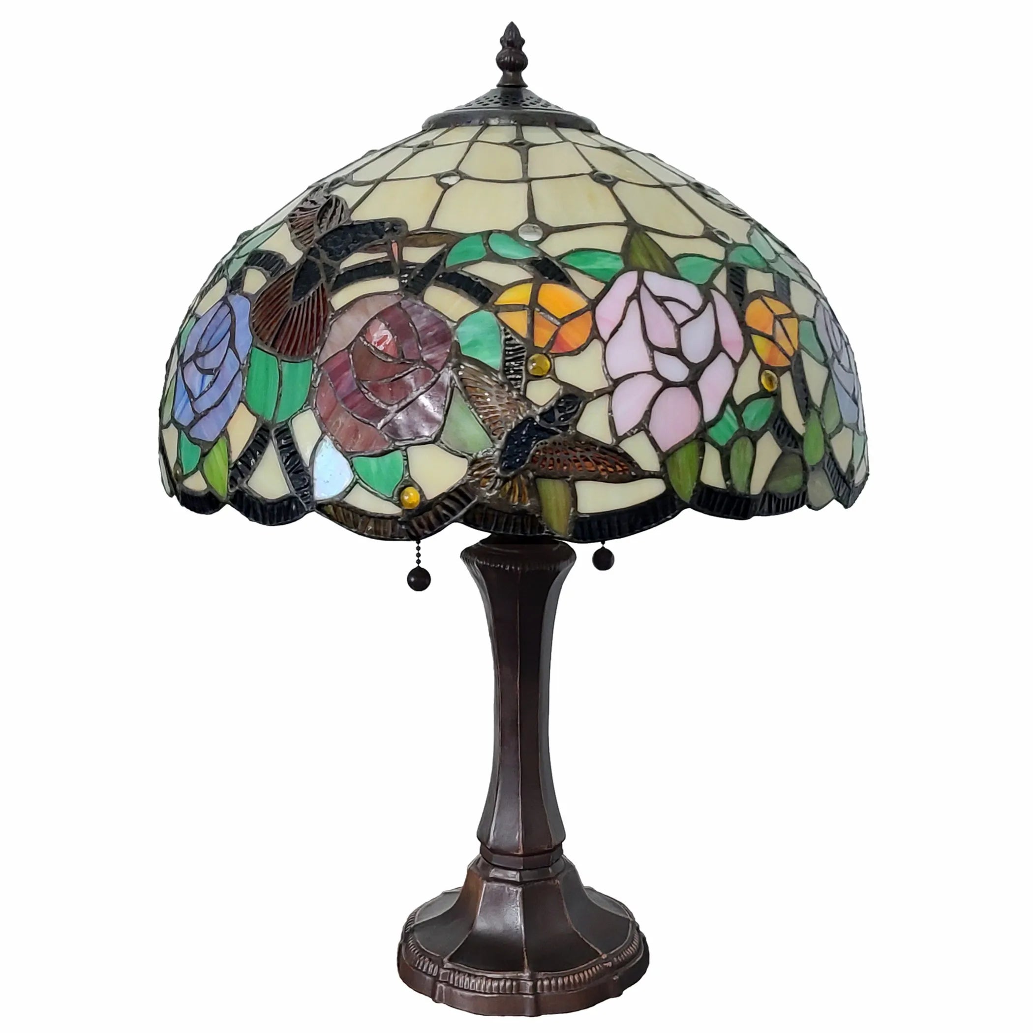 23″ Dark Brown Metal Two Light Candlestick Table Lamp With Brown and Ivory Shade — view 4