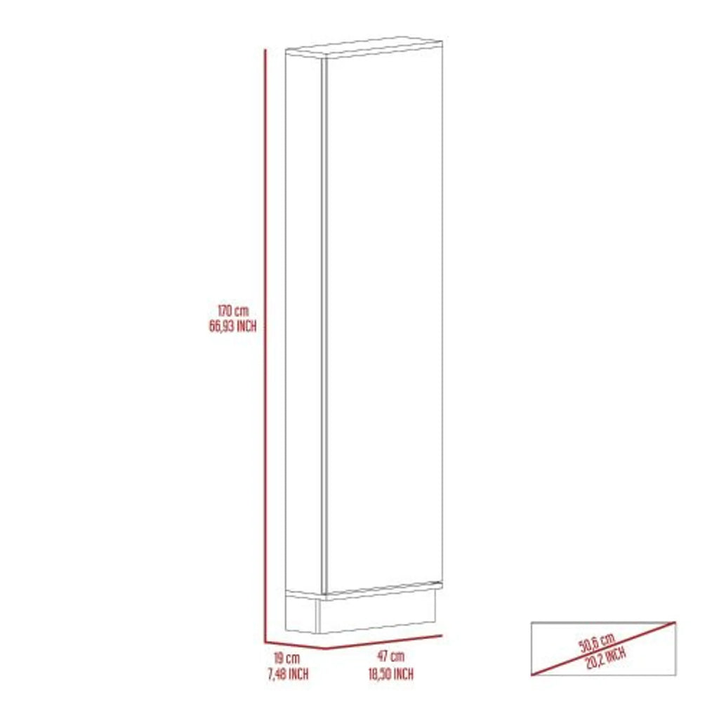 Leto Xl Shoe Rack, Mirror, Five Interior Shelves, Single Door Cabinet — view 4