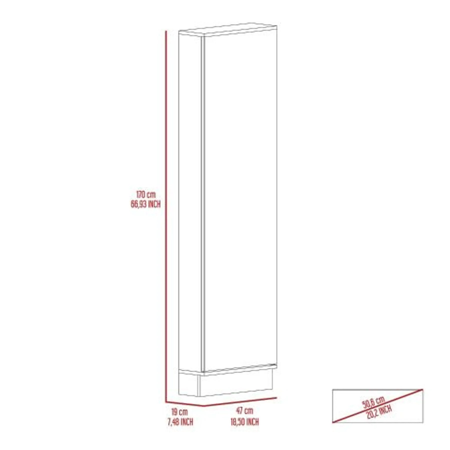 Leto Xl Shoe Rack, Mirror, Five Interior Shelves, Single Door Cabinet — view 4
