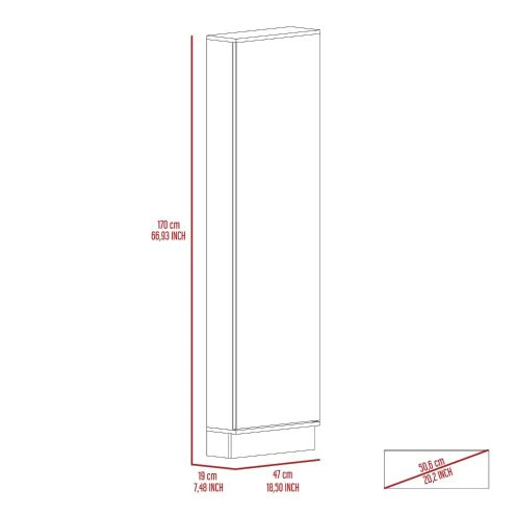 Leto Xl Shoe Rack, Mirror, Five Interior Shelves, Single Door Cabinet — view 4