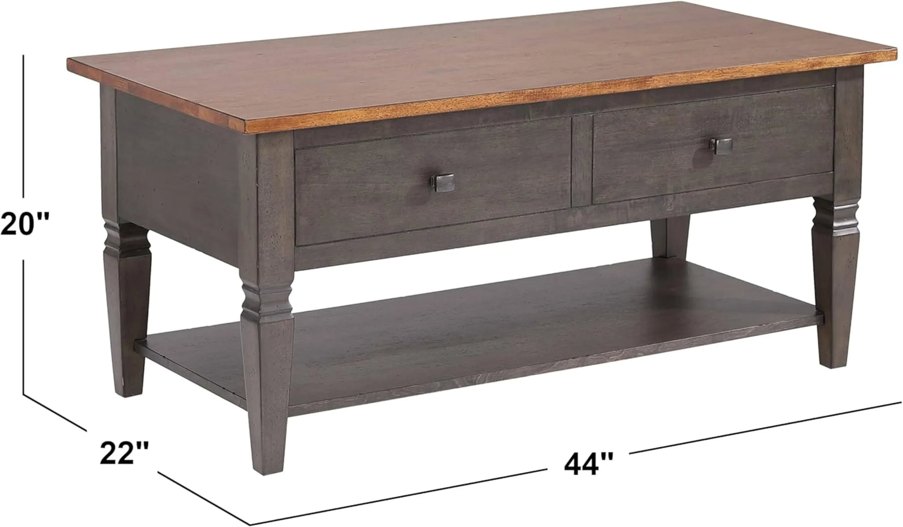 Sunset Trading Dakota 22×44 Rectangular Coffee Table with Drawers and Storage Shelf | Living Room Office Bedroom Cocktail Fu…