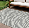 10′ X 14′ Gray And Ivory Geometric Washable Indoor Outdoor Area Rug