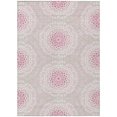 10′ X 14′ Pink Blush And Ivory Floral Medallion Washable Indoor Outdoor Area Rug — view 2