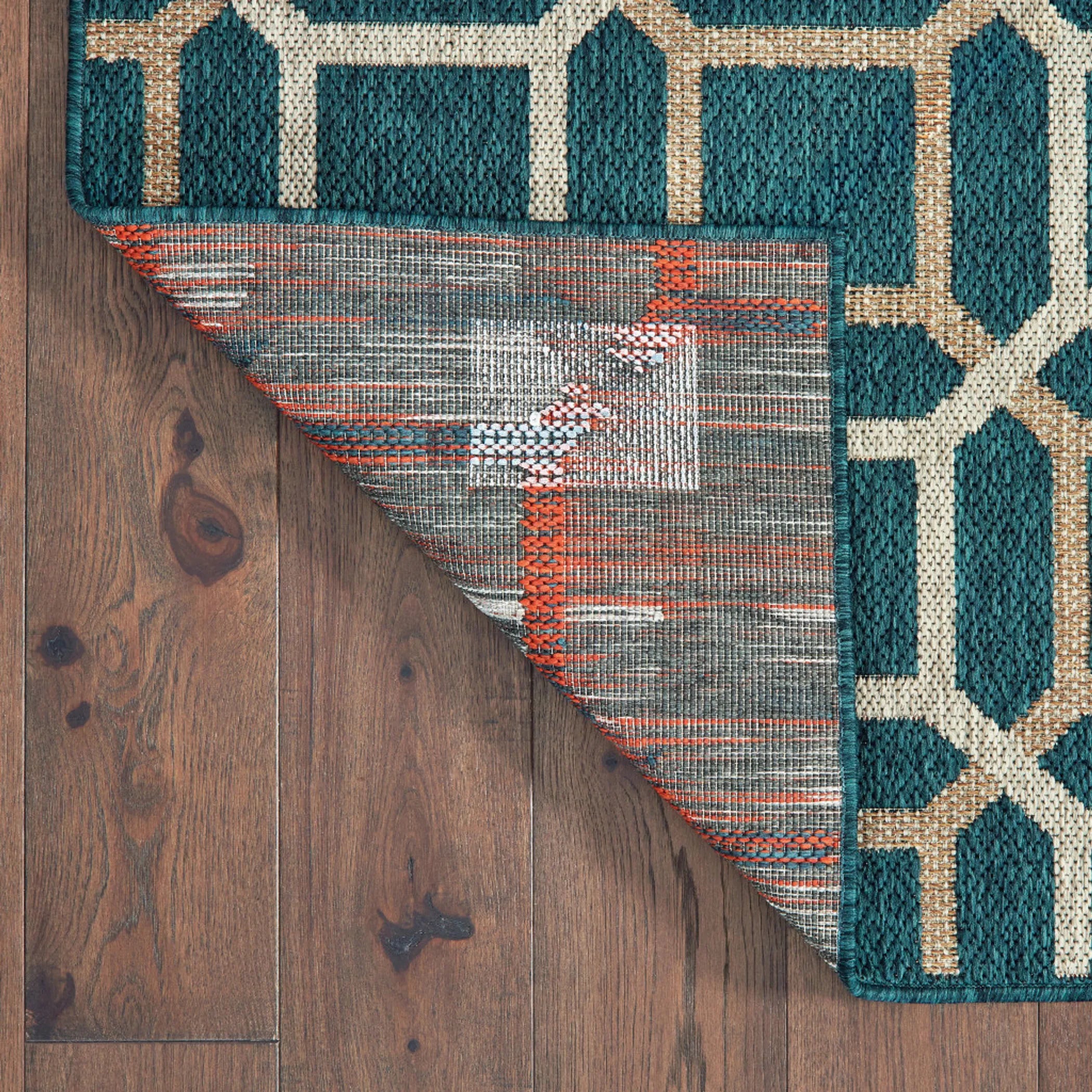 8′ x 10′ Blue and Gray Geometric Stain Resistant Indoor Outdoor Area Rug — view 4