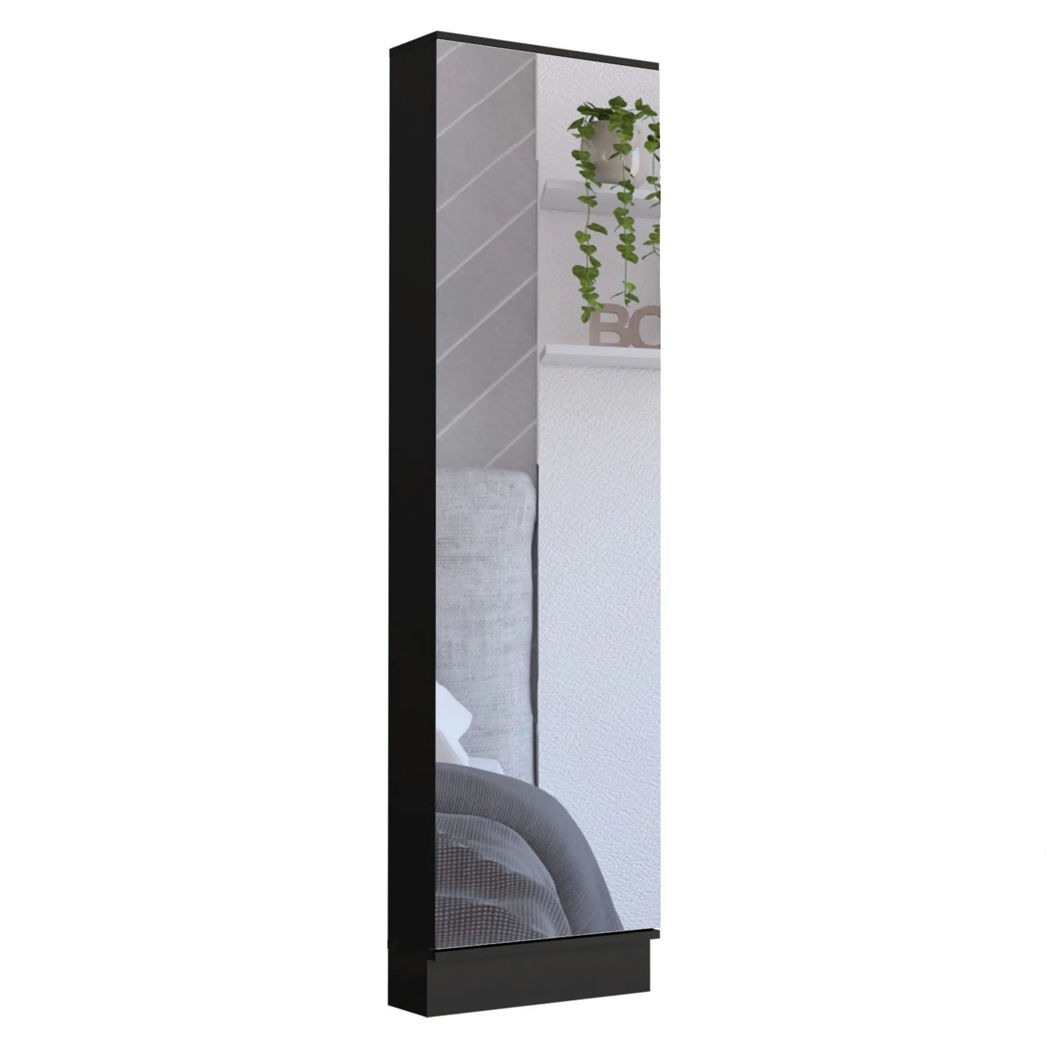 Leto Xl Shoe Rack, Mirror, Five Interior Shelves, Single Door Cabinet — view 2