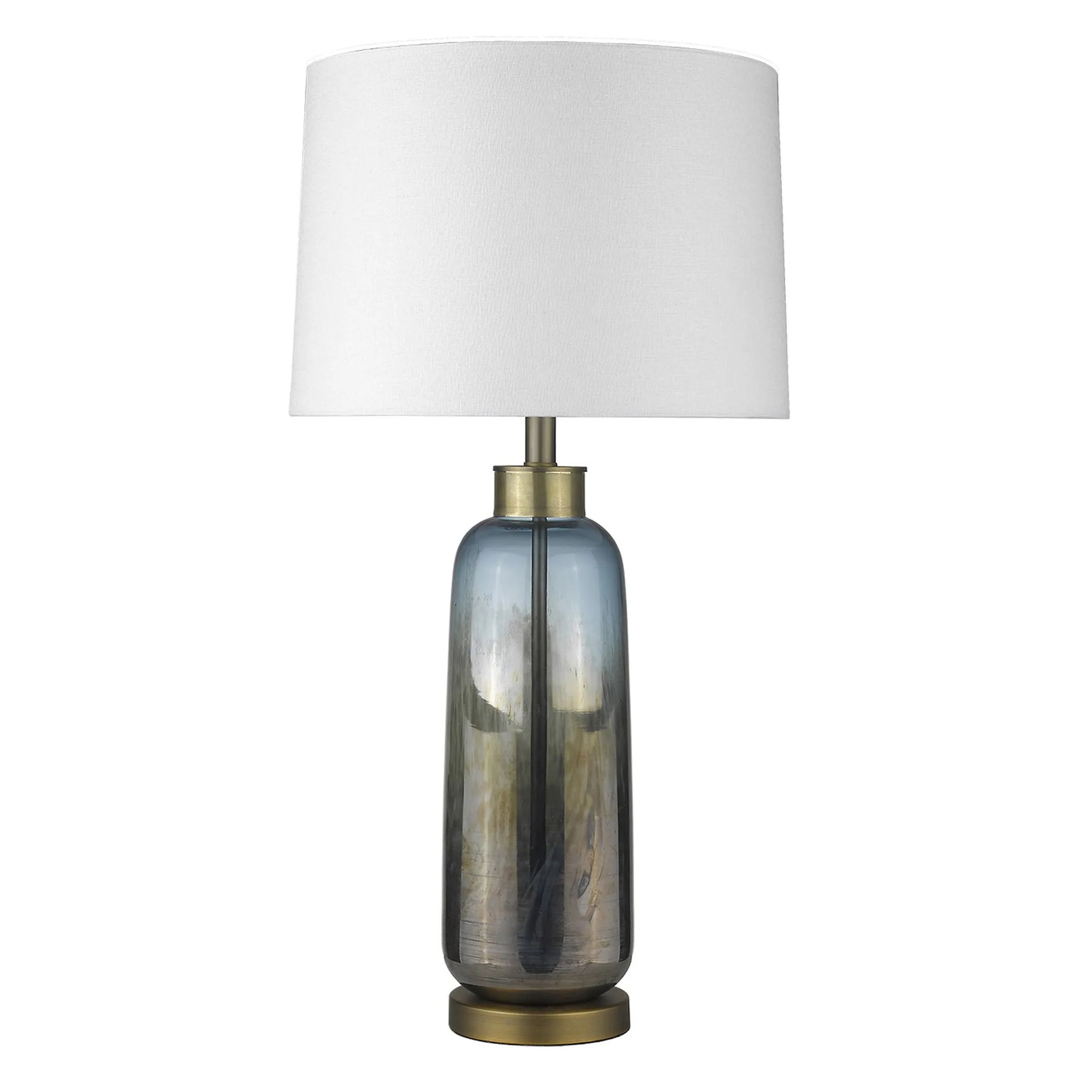 31″ Steel Blue Glass Table Lamp With White Empire Shade — view 2