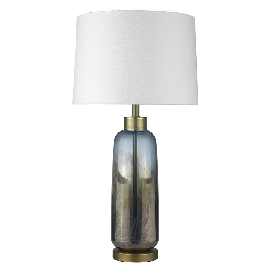 31″ Steel Blue Glass Table Lamp With White Empire Shade — view 2