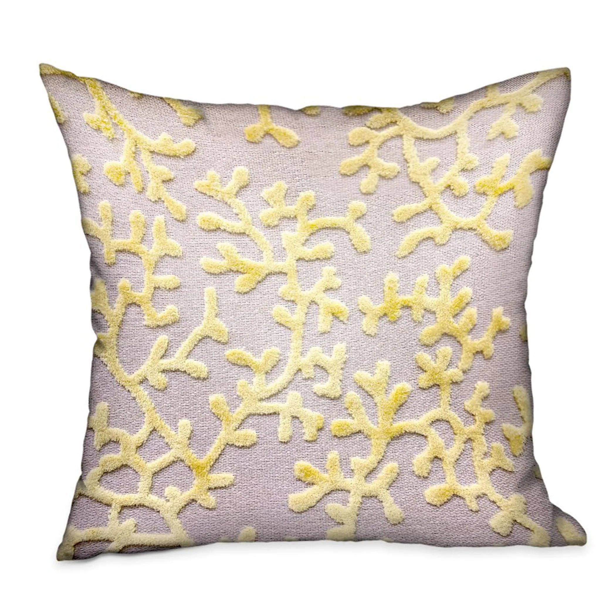 Plutus Lemon Reef Yellow, Cream Floral Luxury Throw Pillow