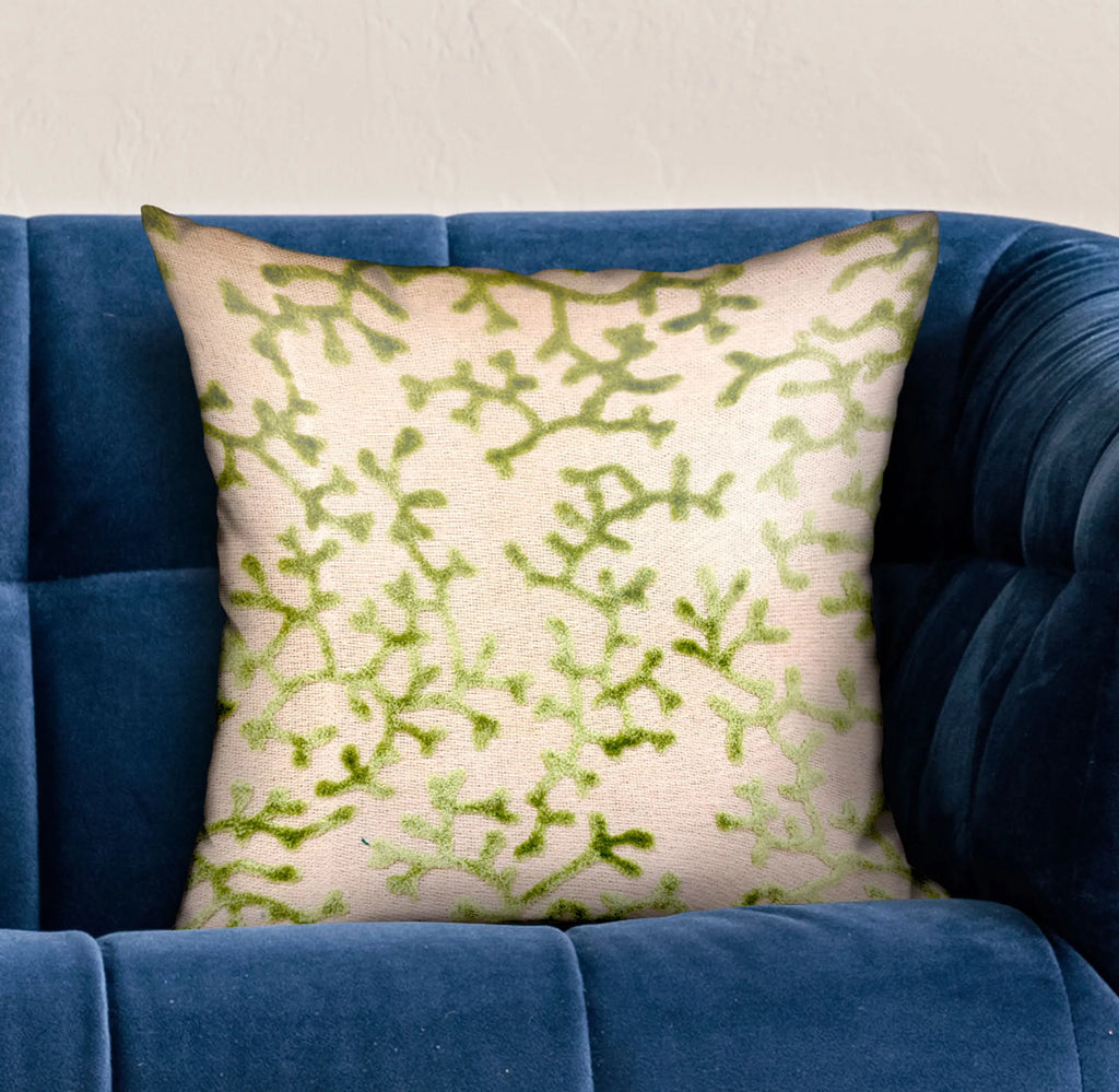 Plutus Sage Reef Apple Green Floral Luxury Throw Pillow — view 2