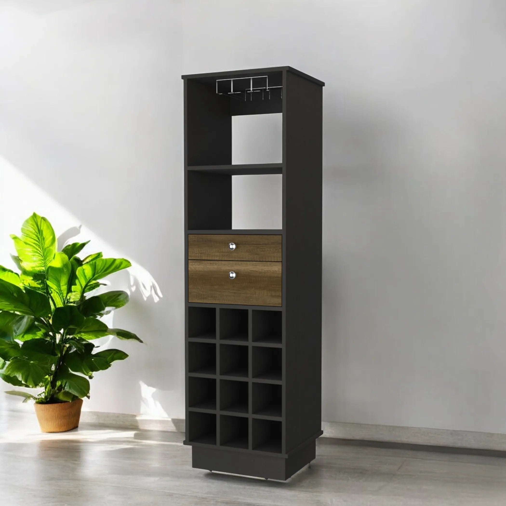 18″ Black Bar Cabinet With Two Drawers — view 2