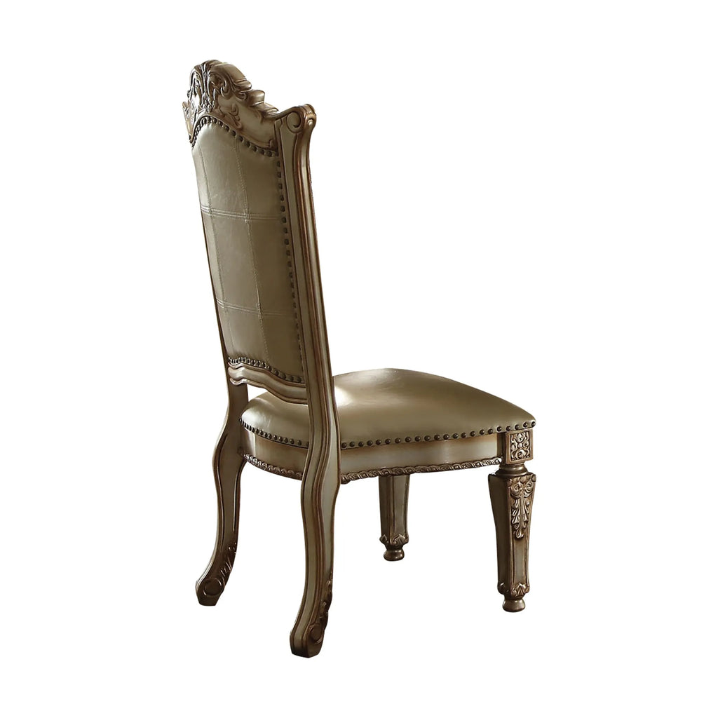 Set of Two Upholstered Faux Leather And Wood Dining Side Chairs — view 3