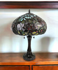 24″ Dark Brown Metal Two Light Candlestick Table Lamp With Red Dome Shade