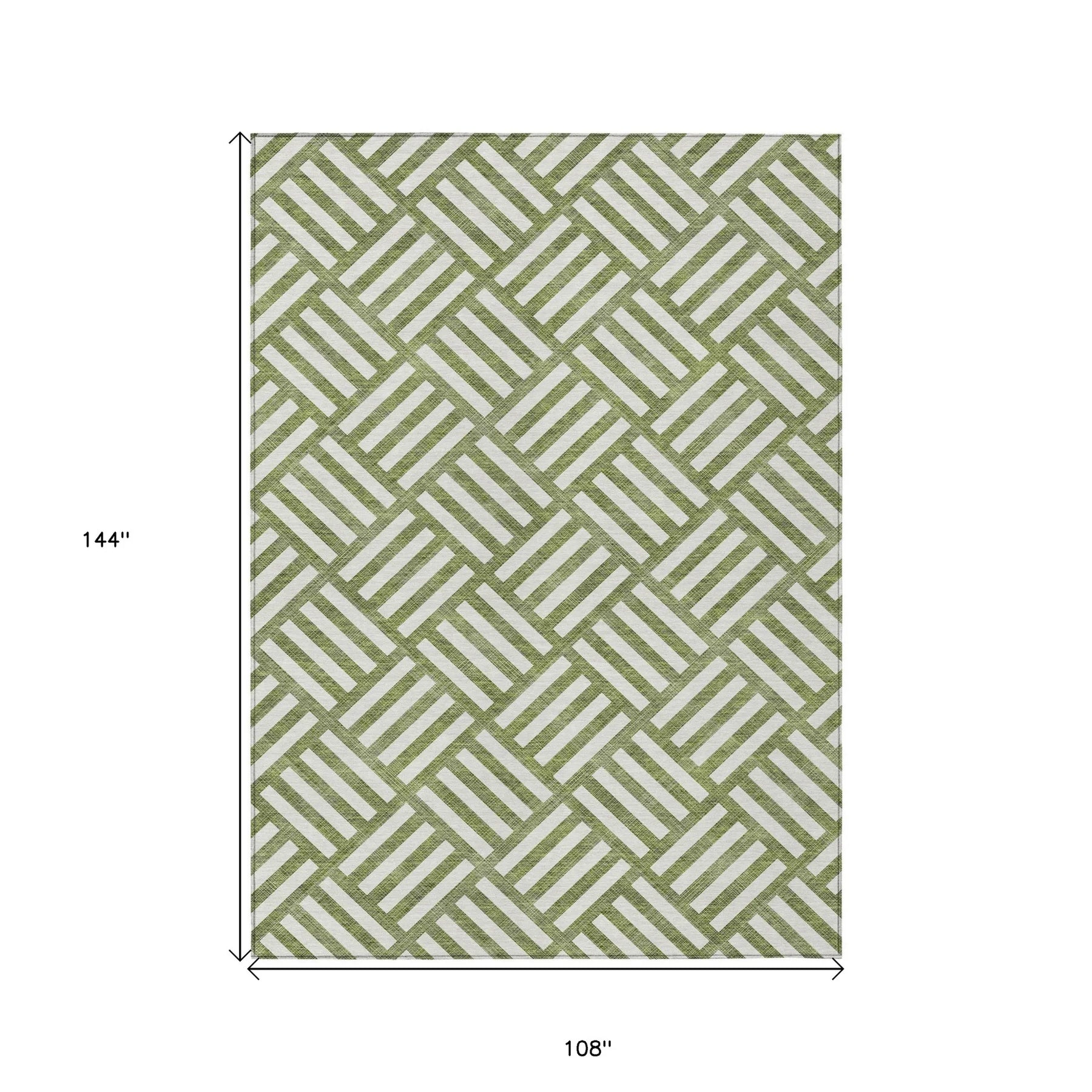 9′ X 12′ Olive Green And Ivory Geometric Washable Indoor Outdoor Area Rug — view 3