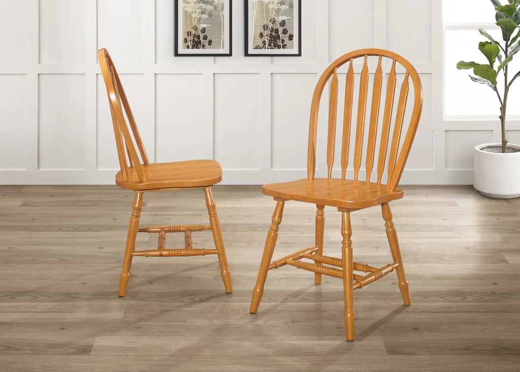Sunset Trading Oak Selections Windsor Arrowback Dining Chair | Light Oak Finish Solid Wood | Set of 4 Sidechairs — view 3
