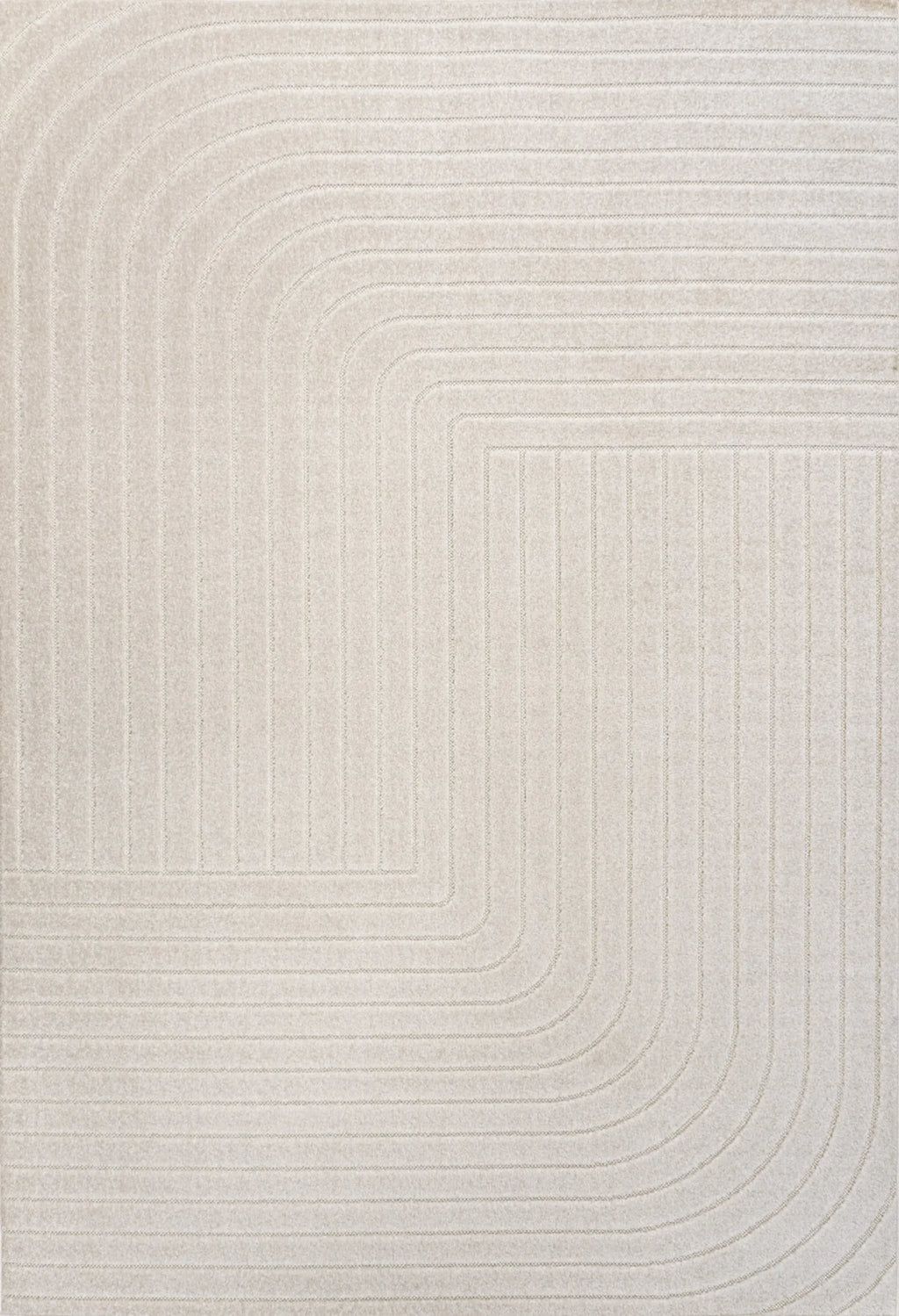 12′ X 18′ Ivory And Cream Striped Indoor Outdoor Area Rug — view 2