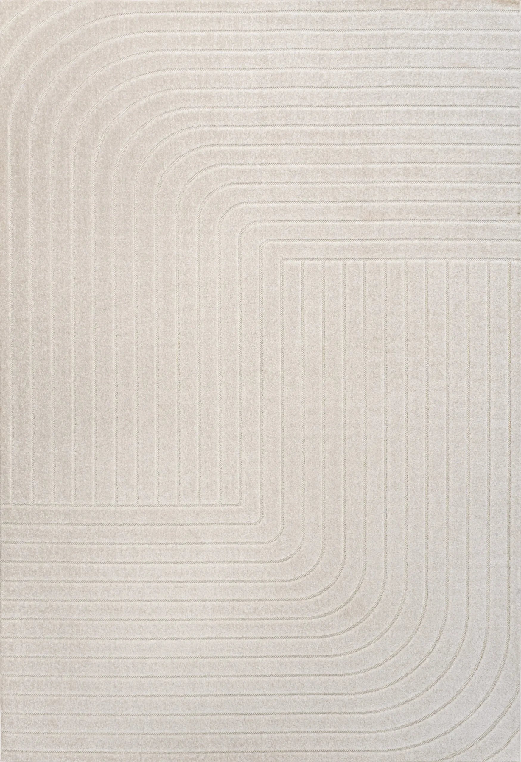 12′ X 18′ Ivory And Cream Striped Indoor Outdoor Area Rug — view 2