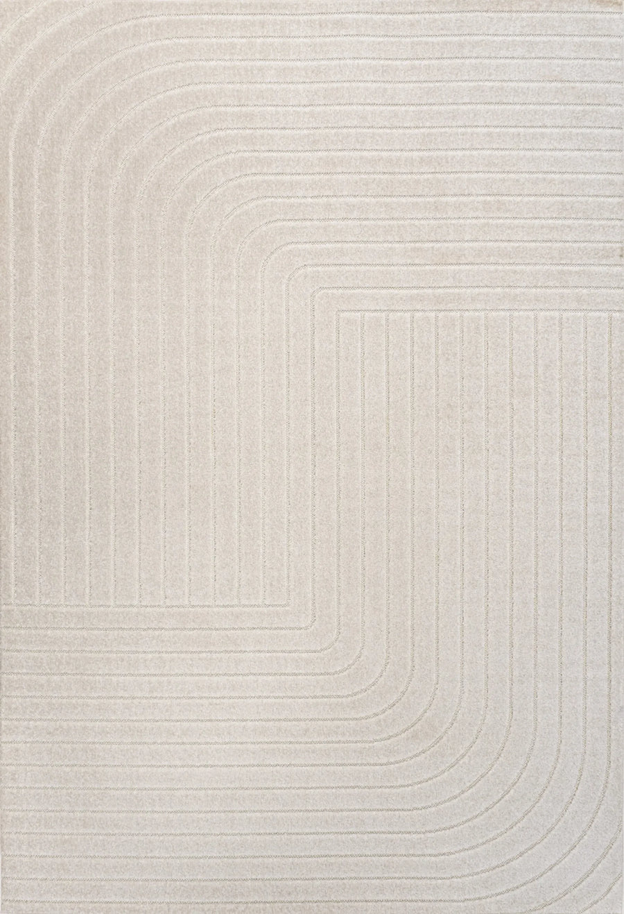 12′ X 18′ Ivory And Cream Striped Indoor Outdoor Area Rug — view 2