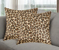 Set of Two 18″ Brown and Black Leopard Cowhide Throw Pillows