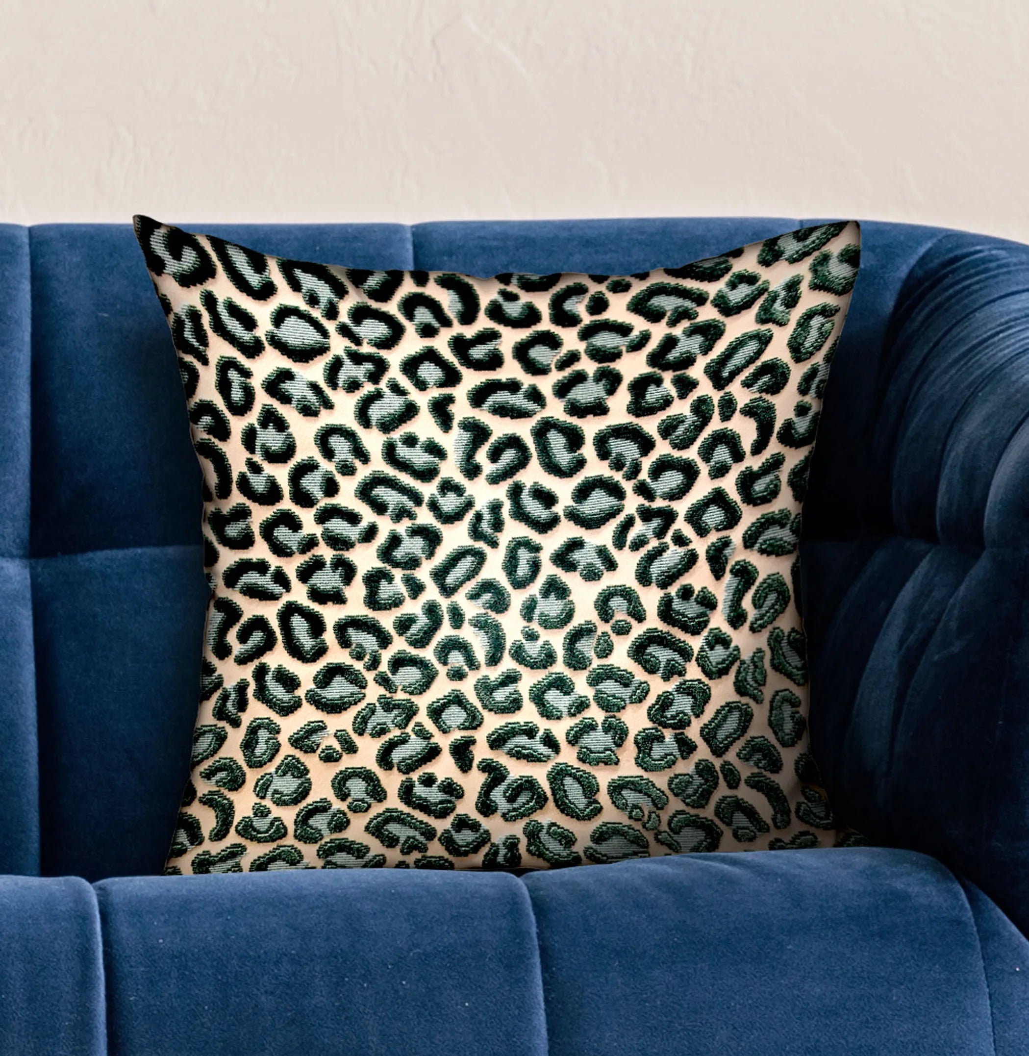 Plutus Jade Velvet Cheetah Green Animal Motif Luxury Throw Pillow — view 2
