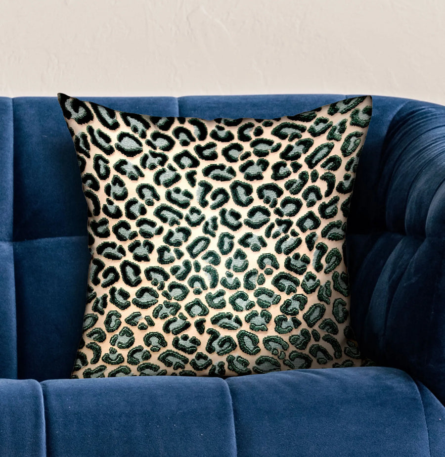 Plutus Jade Velvet Cheetah Green Animal Motif Luxury Throw Pillow — view 2