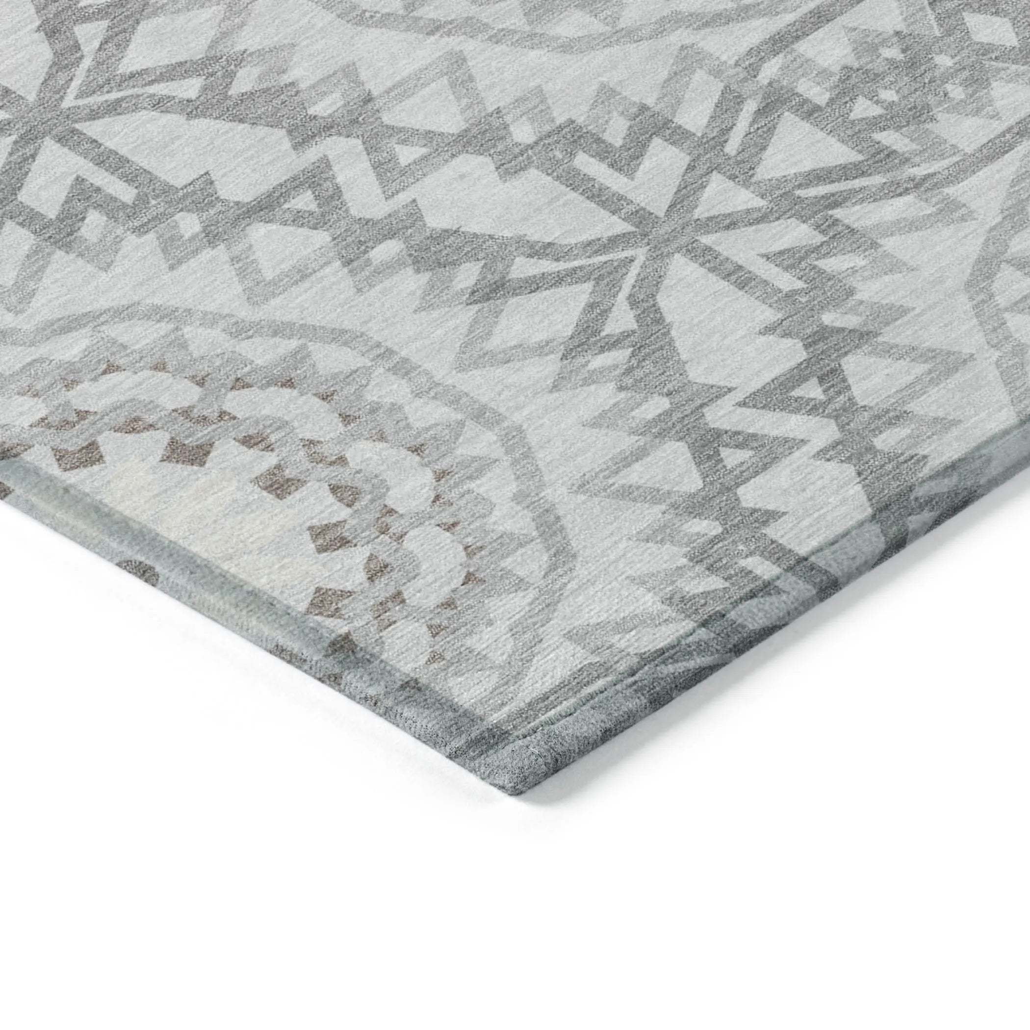10′ X 14′ Silver Ivory And Gray Floral Medallion Washable Indoor Outdoor Area Rug — view 4