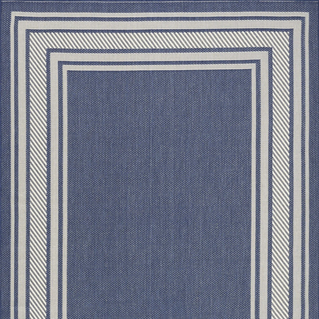 6′ X 9′ Navy Blue And Ivory Geometric Indoor Outdoor Area Rug — view 3