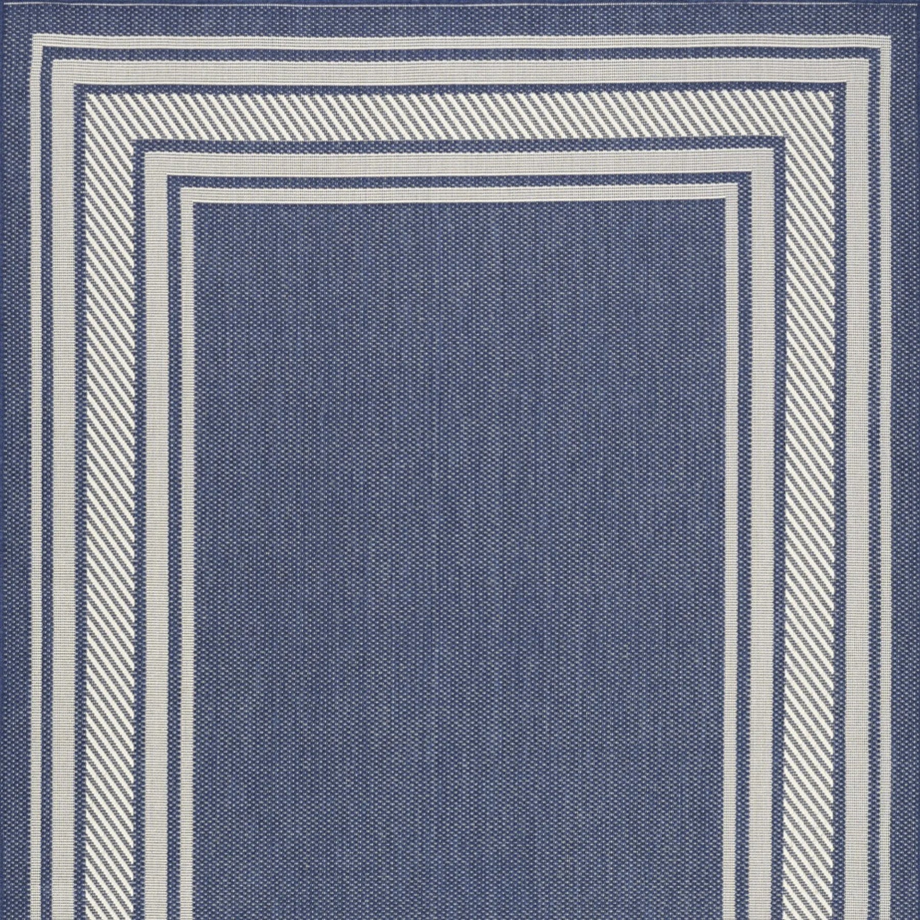 6′ X 9′ Navy Blue And Ivory Geometric Indoor Outdoor Area Rug — view 3