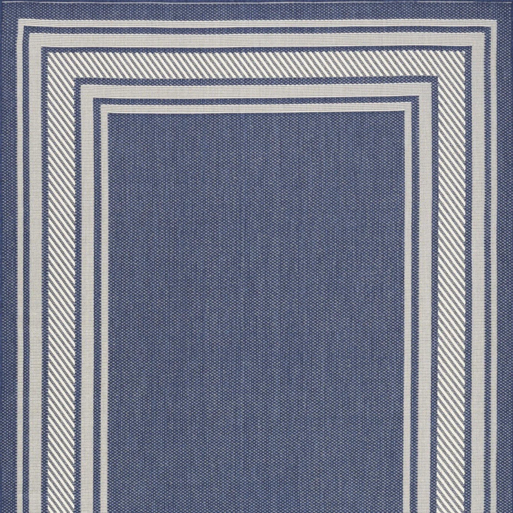 6′ X 9′ Navy Blue And Ivory Geometric Indoor Outdoor Area Rug — view 3