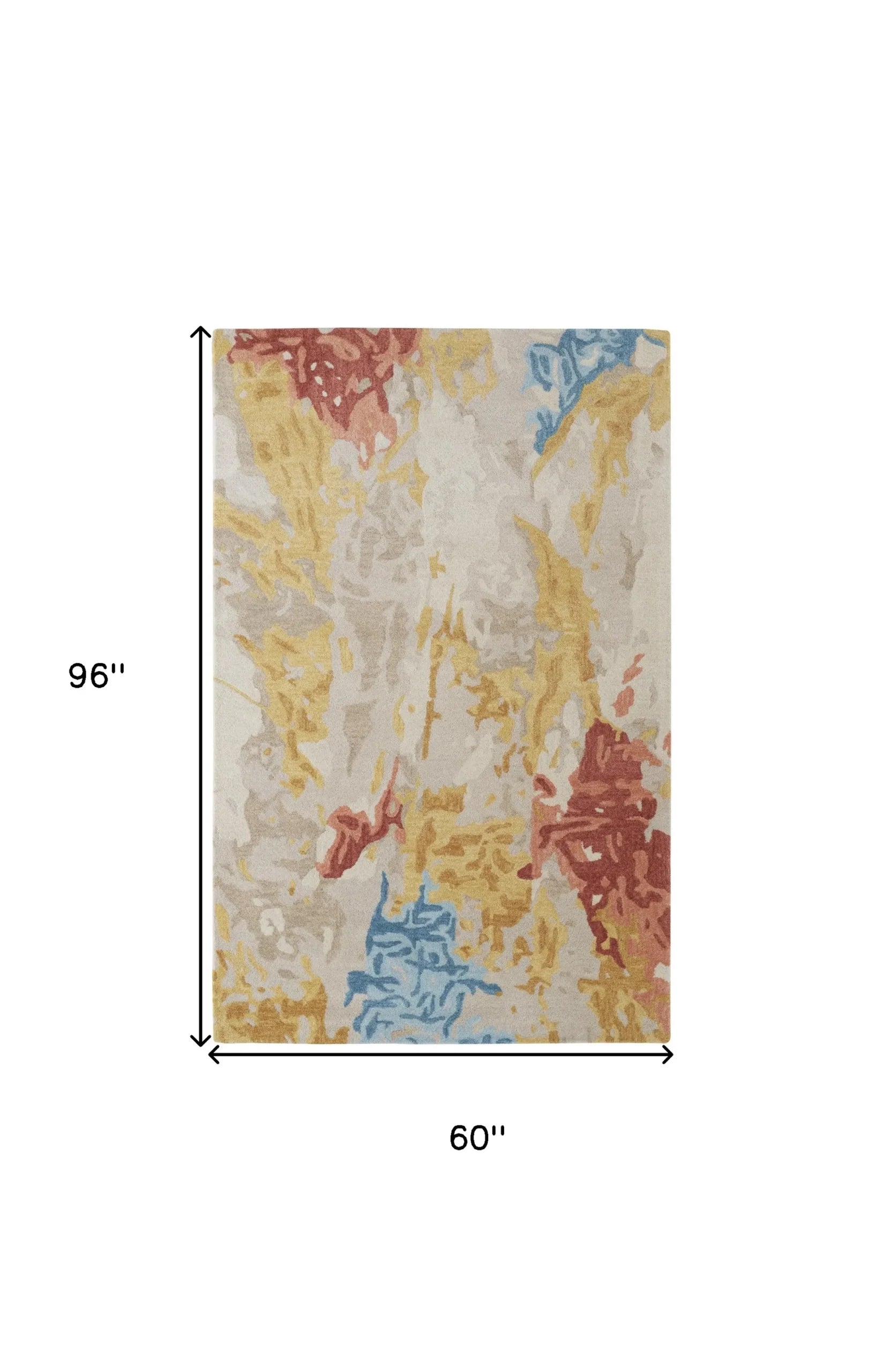 5′ X 8′ Ivory and Blue Wool Abstract Hand Tufted Area Rug — view 3