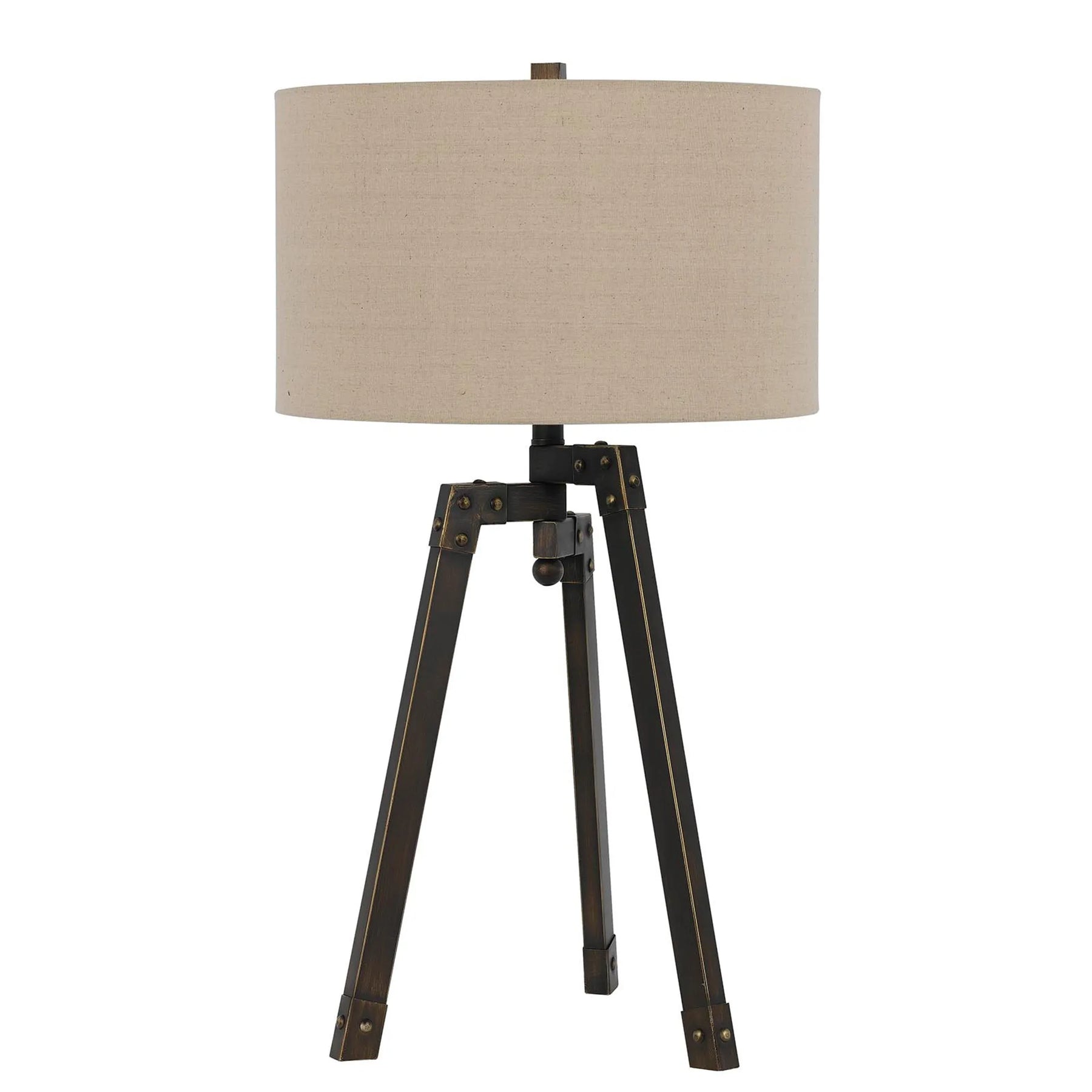 32″ Charcoal Metal Tripod Table Lamp With Tan Drum Shade — view 2