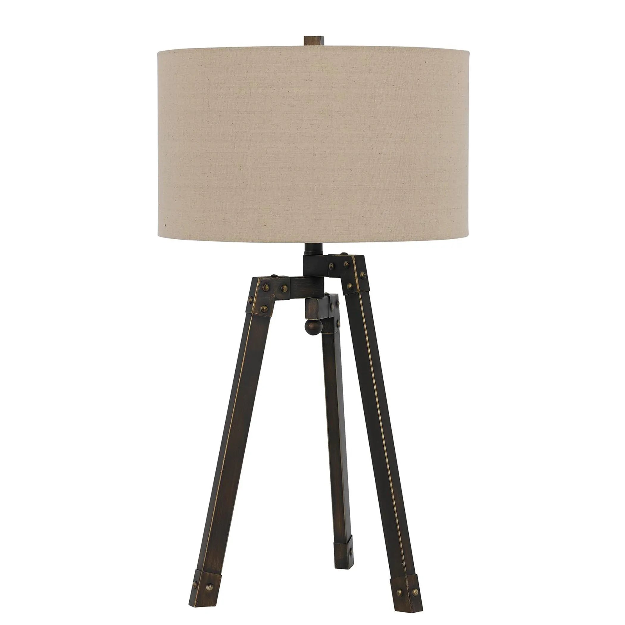 32″ Charcoal Metal Tripod Table Lamp With Tan Drum Shade — view 2