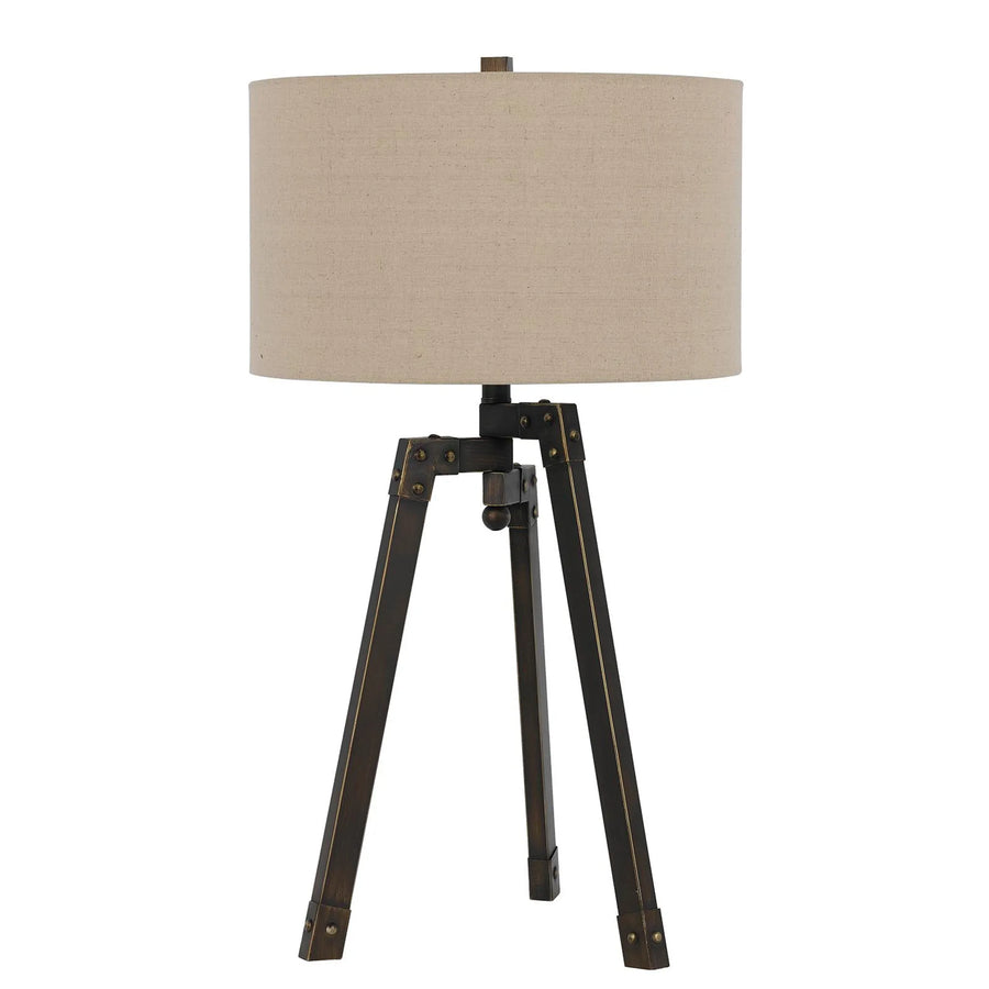 32″ Charcoal Metal Tripod Table Lamp With Tan Drum Shade — view 2