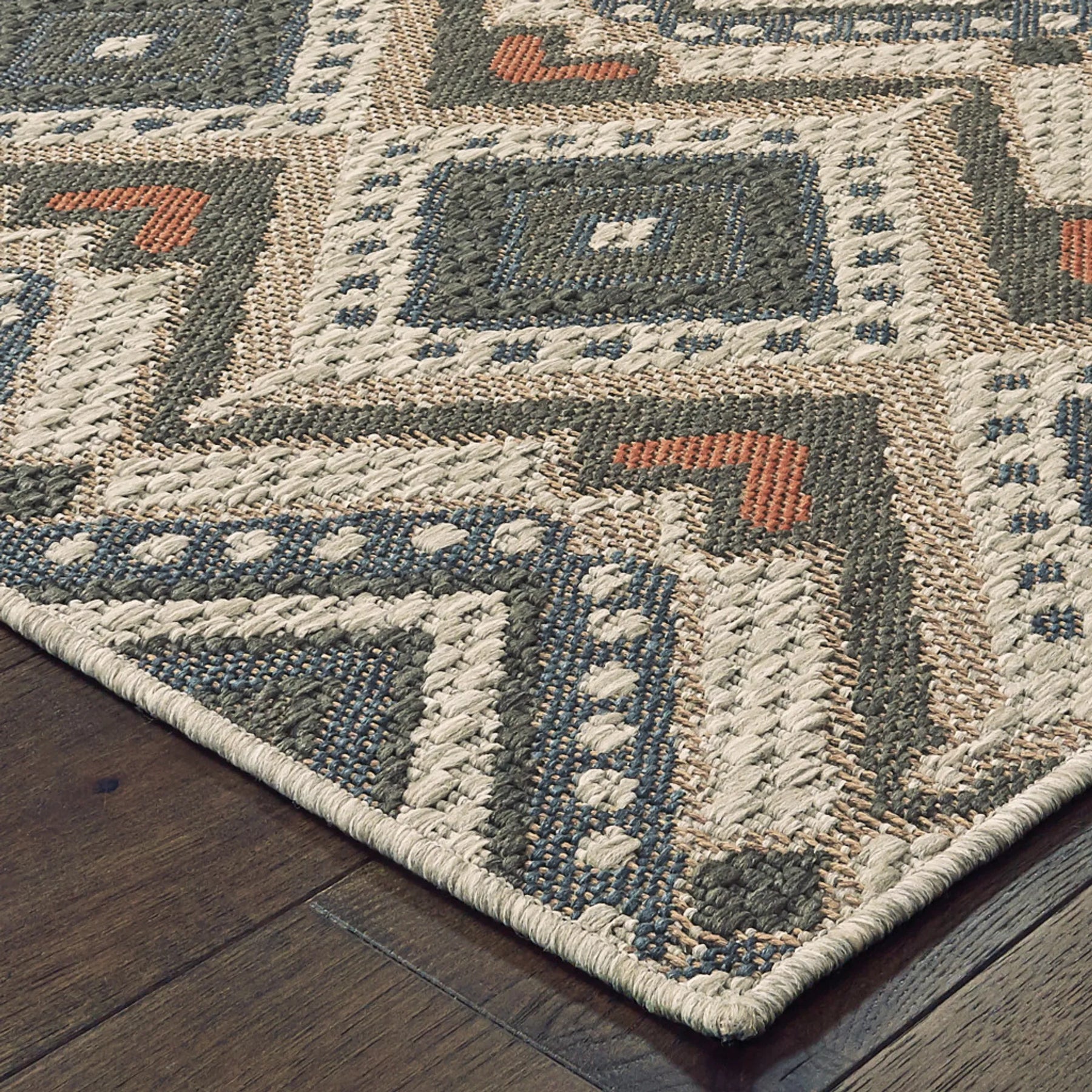8′ x 10′ Gray Geometric Stain Resistant Indoor Outdoor Area Rug — view 3