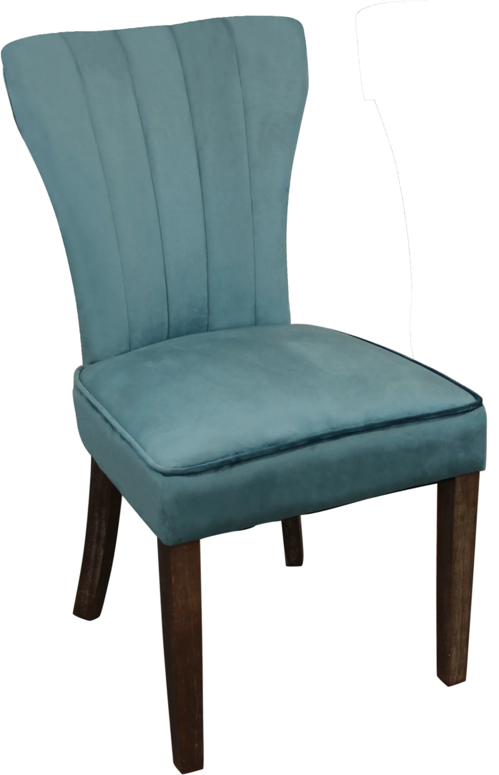 Set of Two Teal Blue And Brown Upholstered Velvet Dining Parsons Chairs — view 4