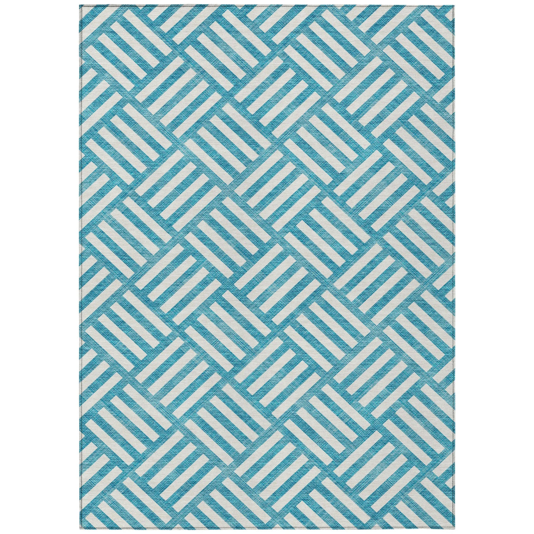 10′ X 14′ Teal Blue And Ivory Geometric Washable Indoor Outdoor Area Rug — view 2