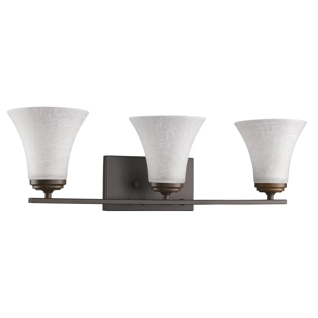 Three Light Bronze Wall Light with Tapered Glass Shade — view 3
