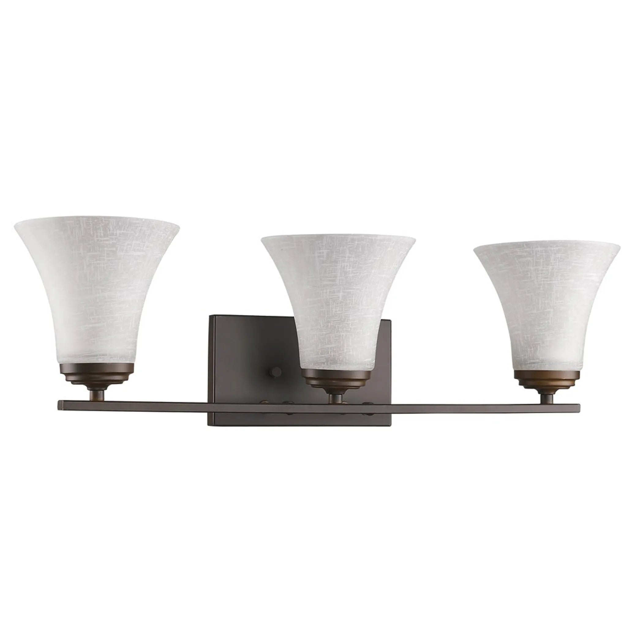 Three Light Bronze Wall Light with Tapered Glass Shade — view 3
