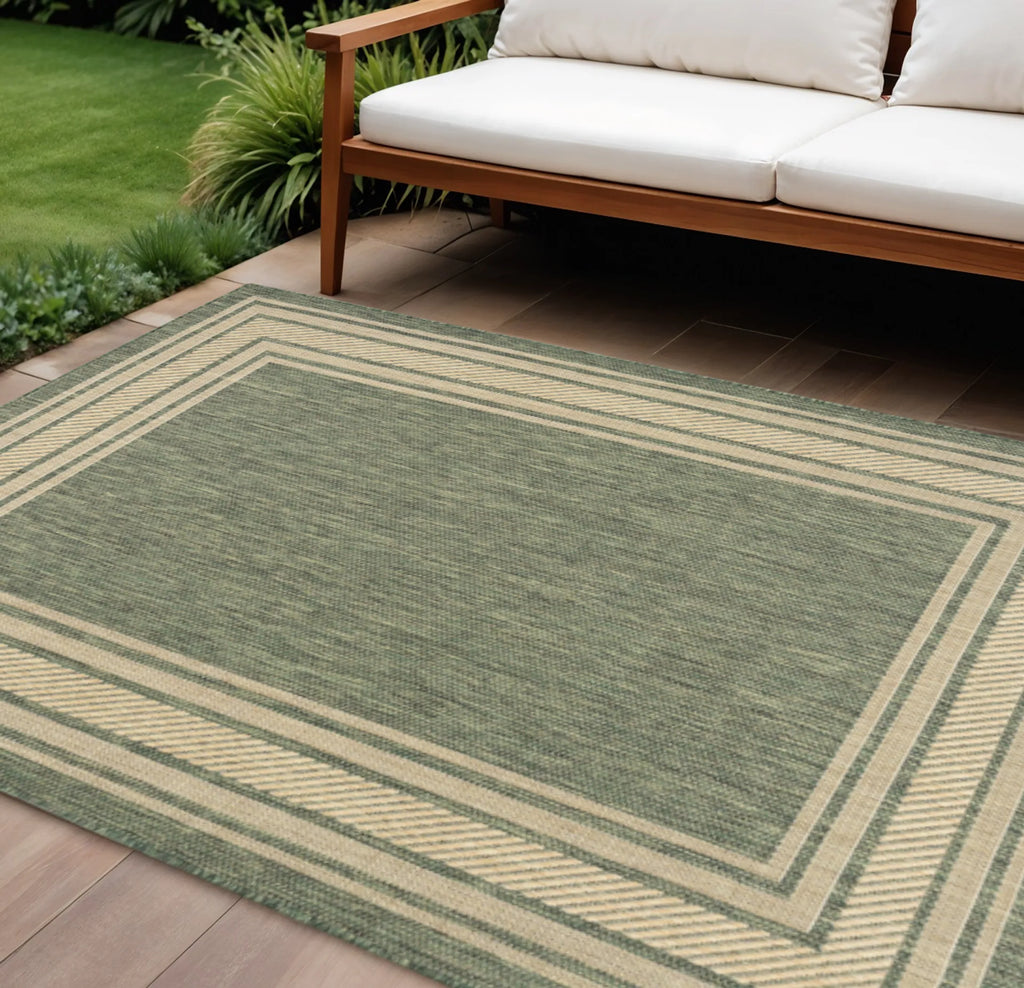 6′ X 9′ Green Geometric Indoor Outdoor Area Rug