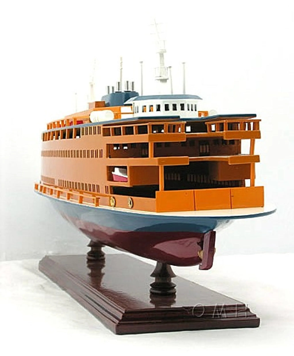 11″ Maroon Staten Island Ferry Boat Hand Painted Decorative Boat — view 4