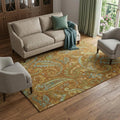 9′ X 12′ Rust Blue And Green Paisley Washable Area Rug With UV Protection