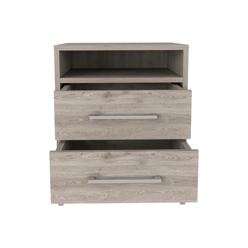 20″ Gray Two Drawer Faux Wood Nightstand — view 4