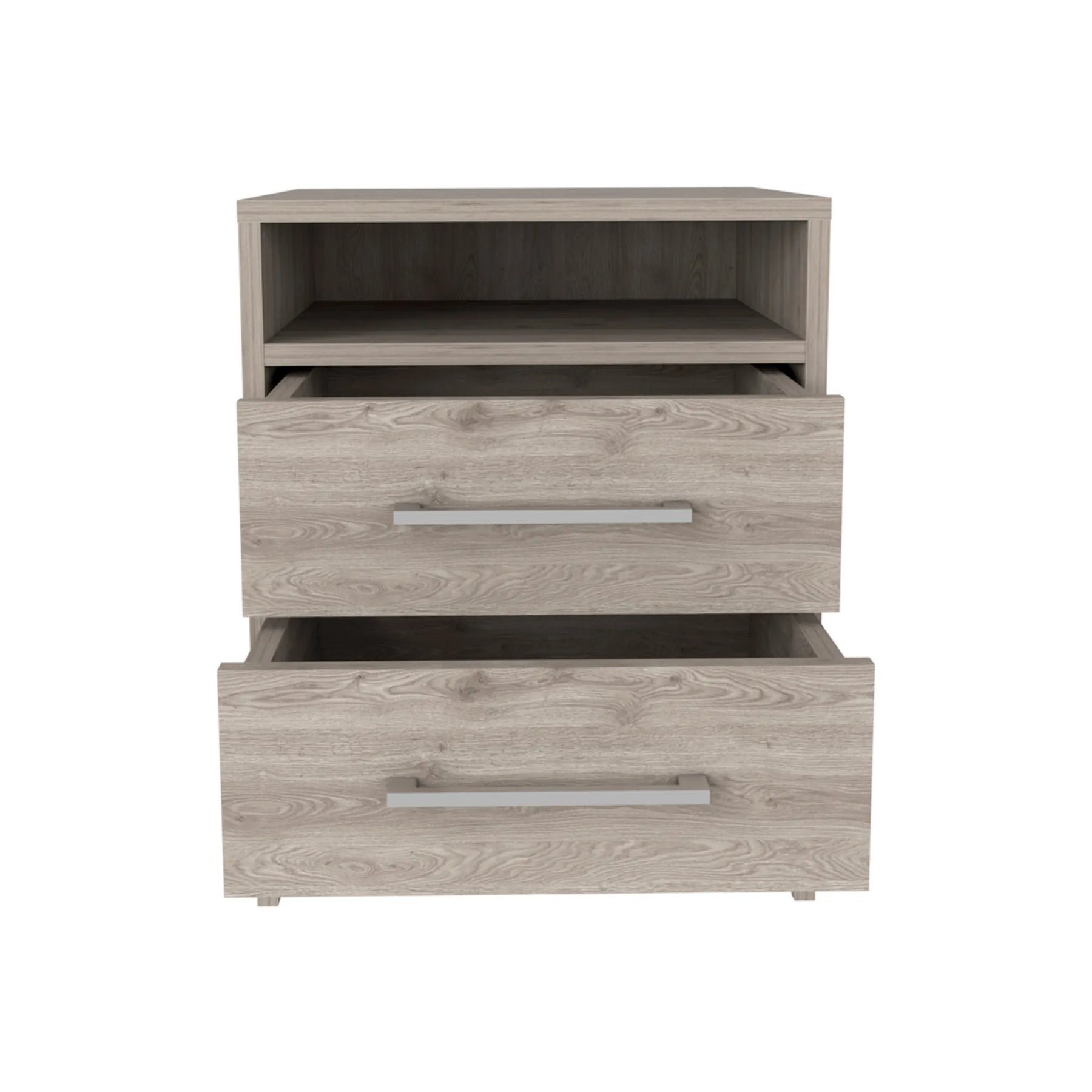 20″ Gray Two Drawer Faux Wood Nightstand — view 4