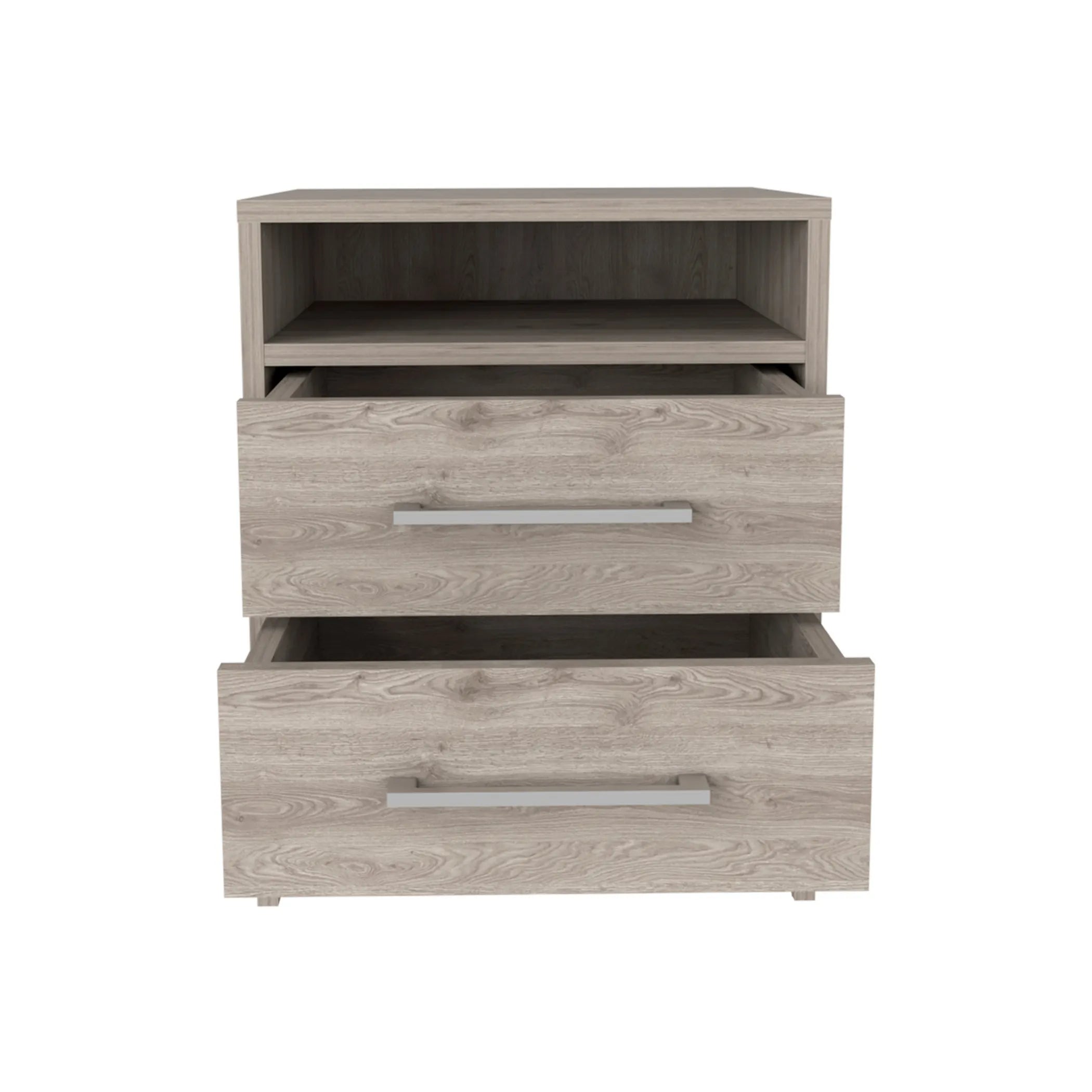 20″ Gray Two Drawer Faux Wood Nightstand — view 4