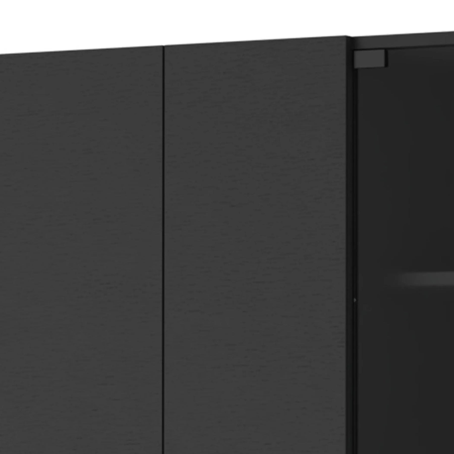 59″ Black Wood Wall Mounted China Cabinet With Six Doors — view 3