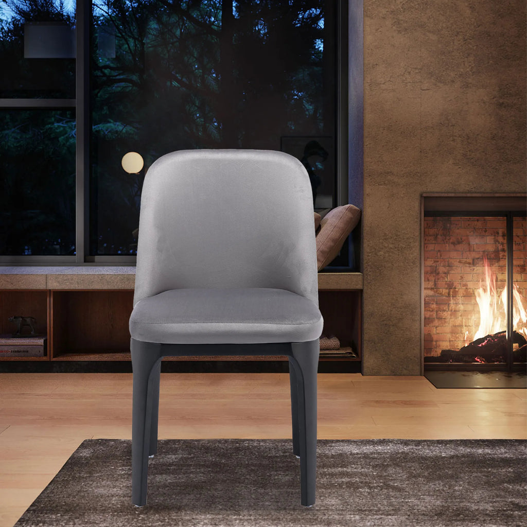 Gray And Black Upholstered Velvet Dining Side Chair — view 3