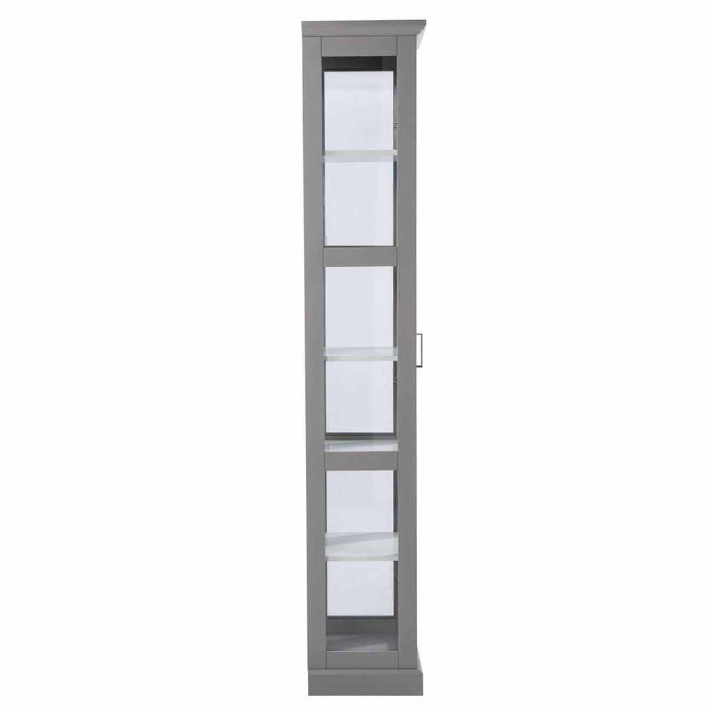 Gray Cornice Molding Curio with Glass Door — view 3