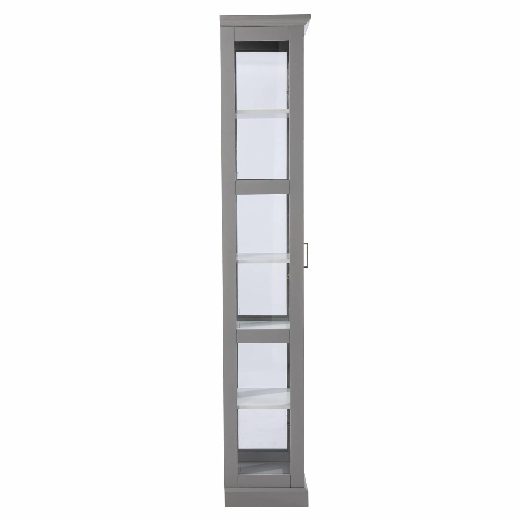 Gray Cornice Molding Curio with Glass Door — view 3