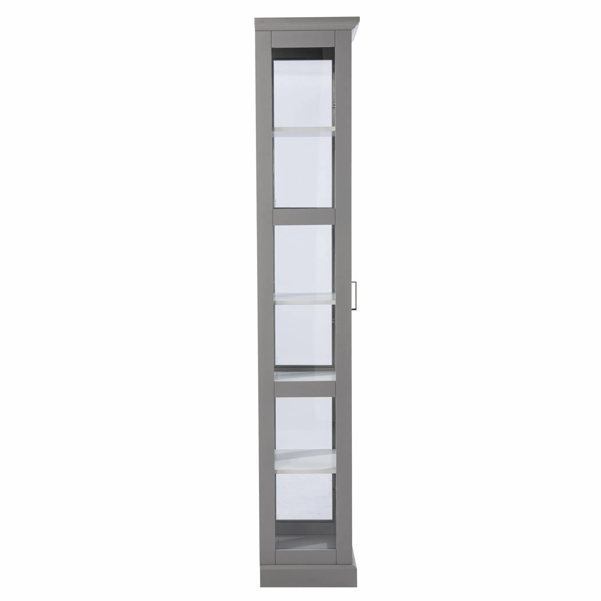 Gray Cornice Molding Curio with Glass Door — view 3