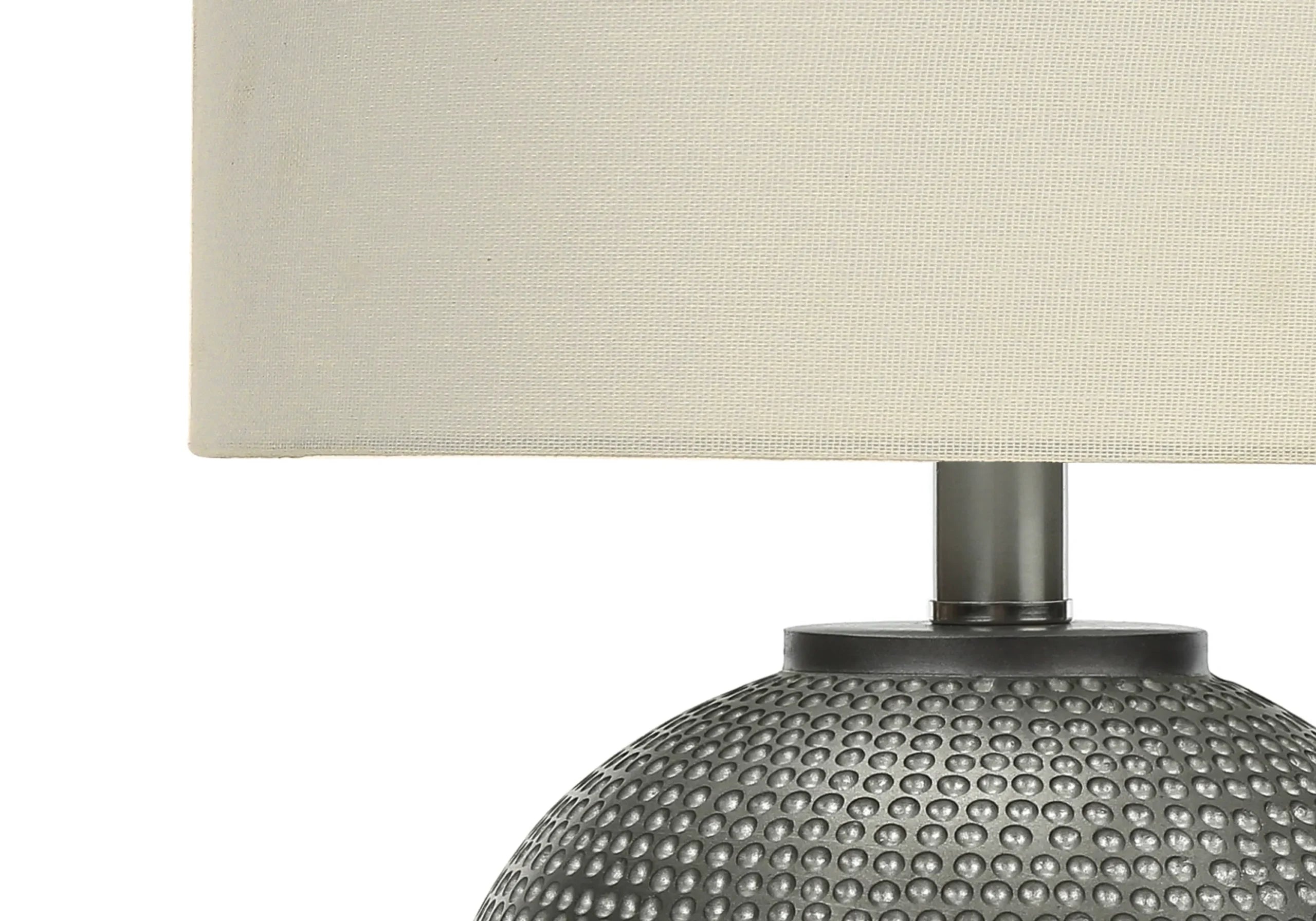 19″ Gray Round Table Lamp With Ivory Drum Shade — view 3